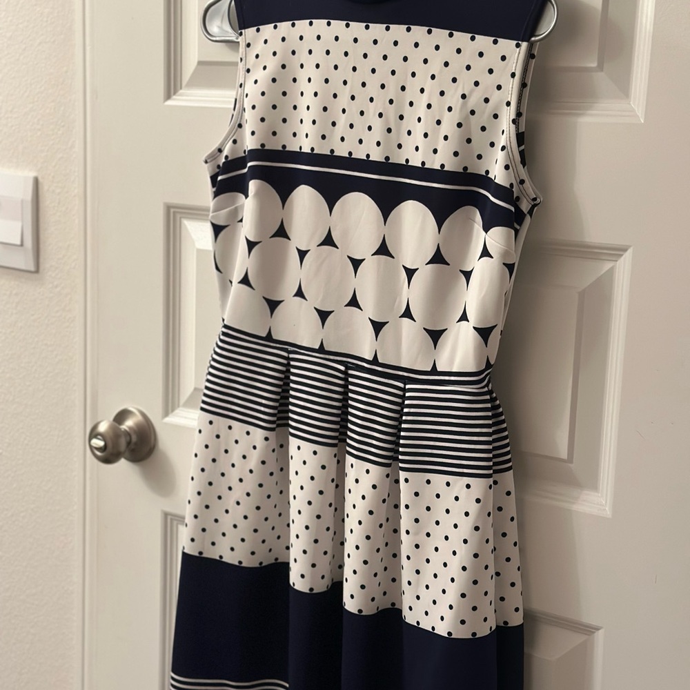 Elegant Kate & Lily blue and White Polka Dot Dress - Picture 2 of 5